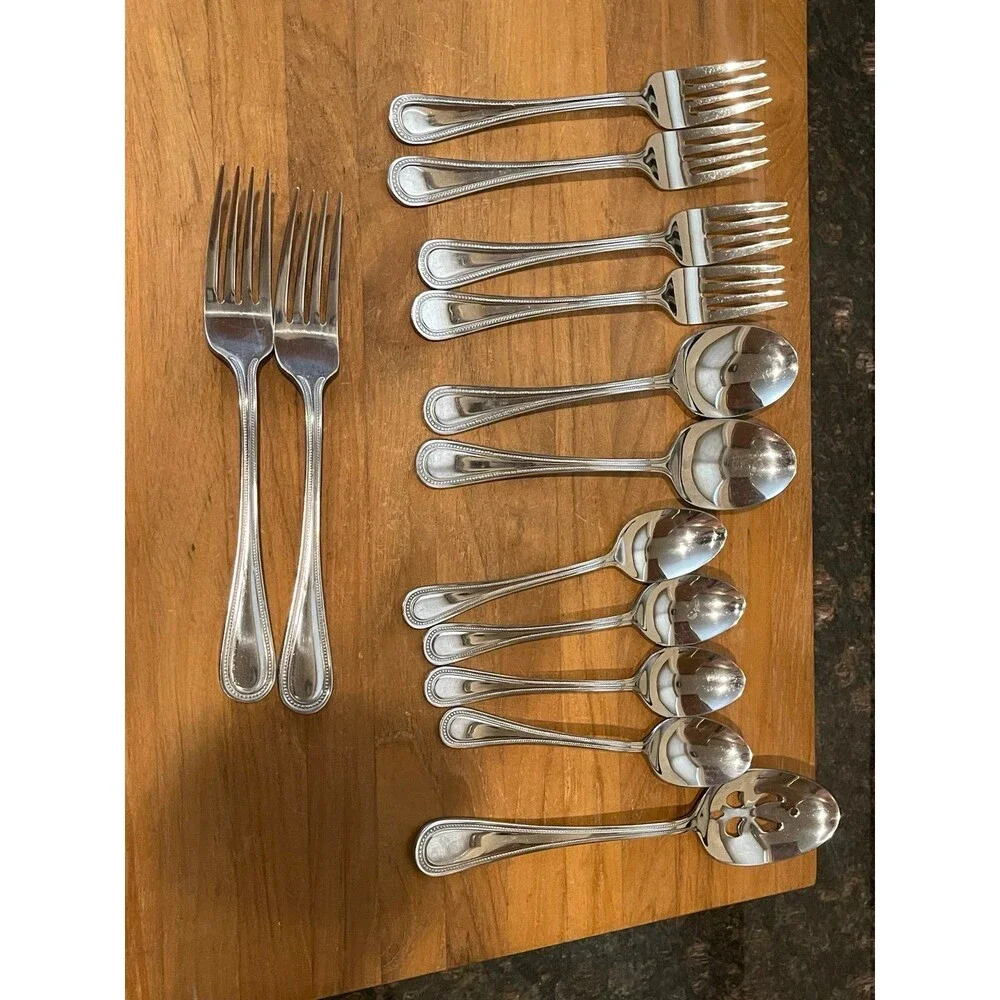 22 pc WALLACE rounded Continental Bead FLATWARE collection SILVERWARE